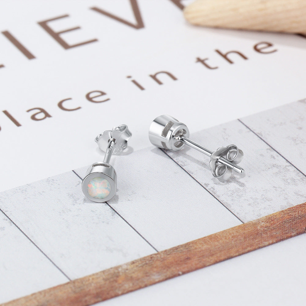 Planderful Jewelry Sterling Silver Opal Stud Earrings 925 Earring Set for Everyday Luxe