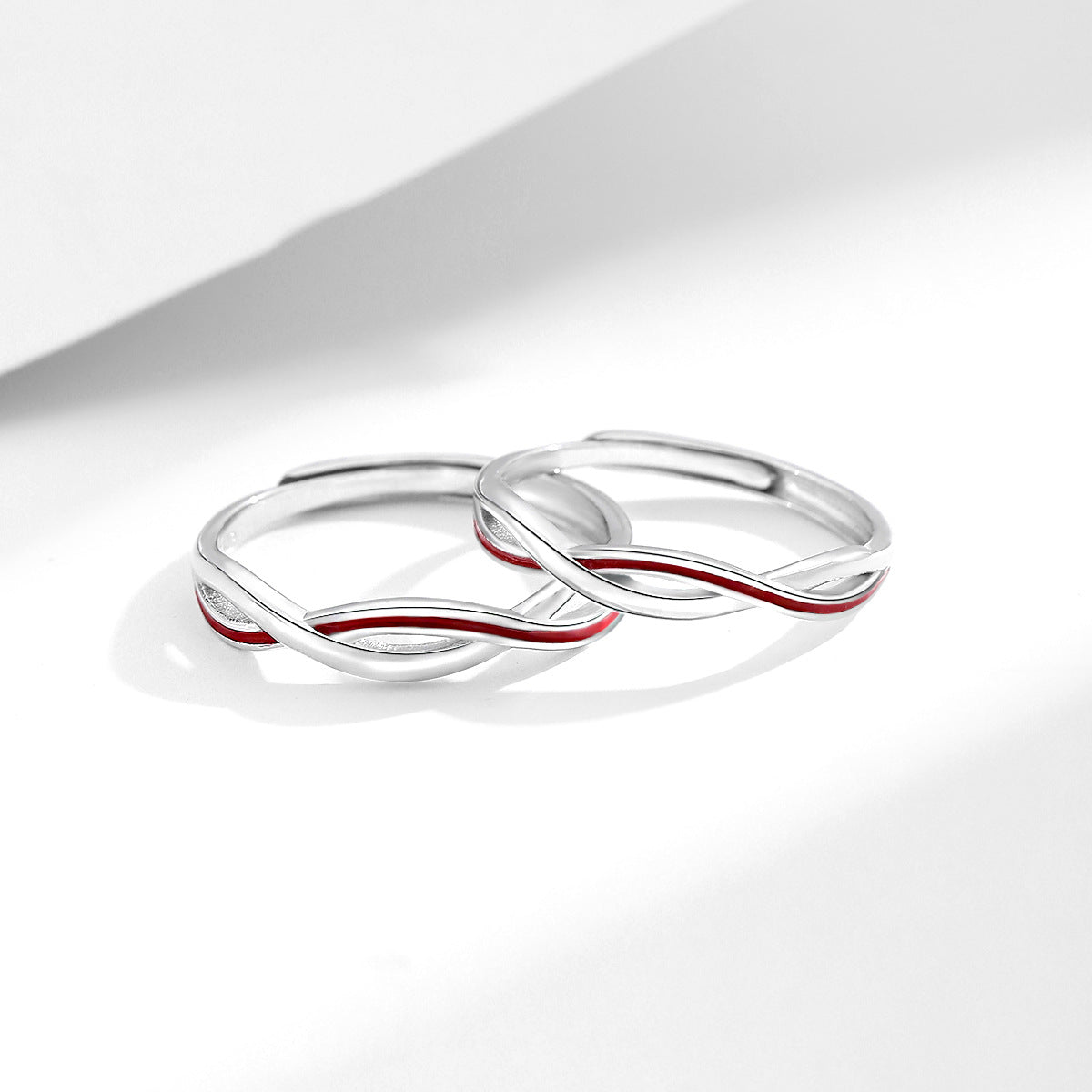 Planderful Everyday Genie Luminous 925 Sterling Silver Love Mobius Couple Pair Ring Niche Opening Simple Ring Valentine's Day Gift