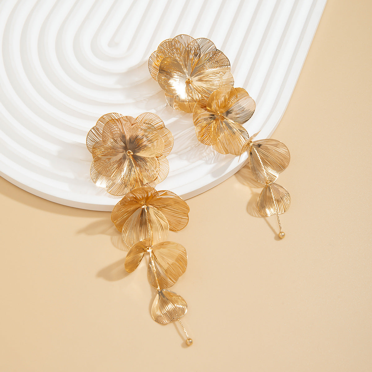Ginkgo Leaf Stud Earrings By Planderful Vienna Verve Metal Textured Imitation Pearl Statement Earrings For Women