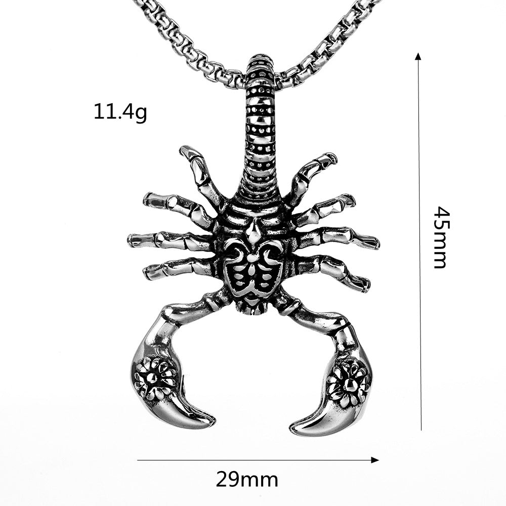 Vintage Scorpion Stainless Steel Men's Pendant Necklace
