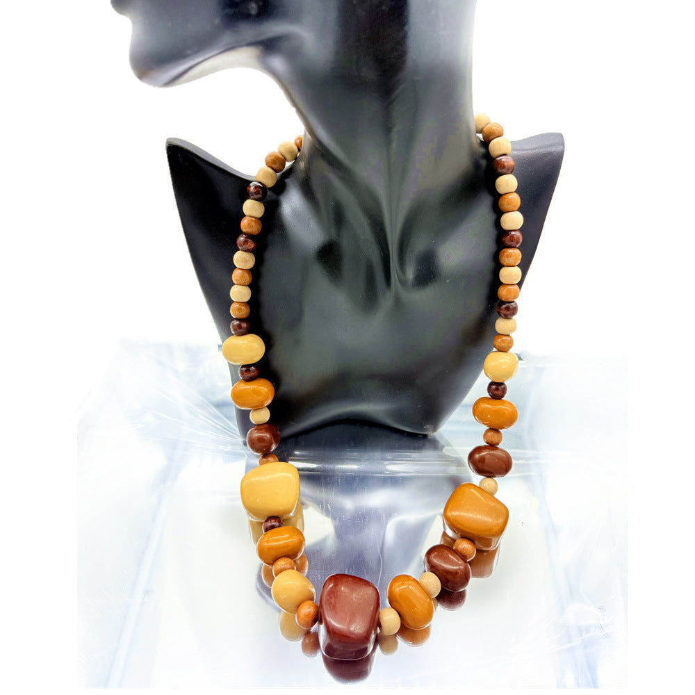 Planderful Savanna Rhythms Necklace – Unique Wood and Acrylic Design