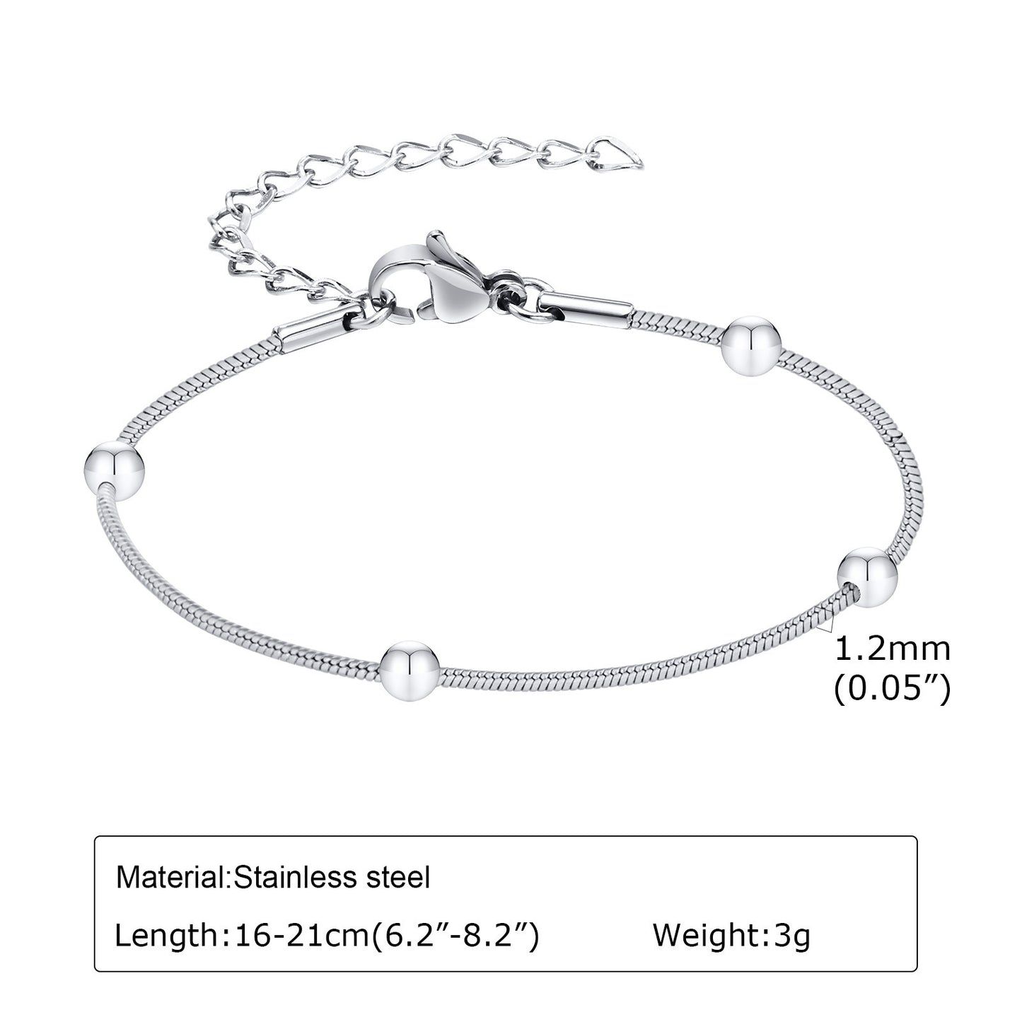 Necklaces Stainless Steel Round Bead Spacer Women's Necklace Bracelet