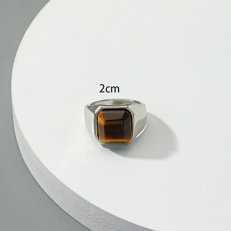 Tiger Stone Men's Retro Fashion Ring with Cold Wind Vibe