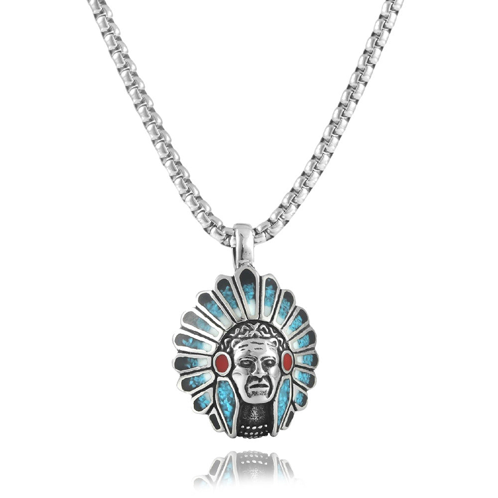 European And American Stainless Steel Painted Portrait Pendant