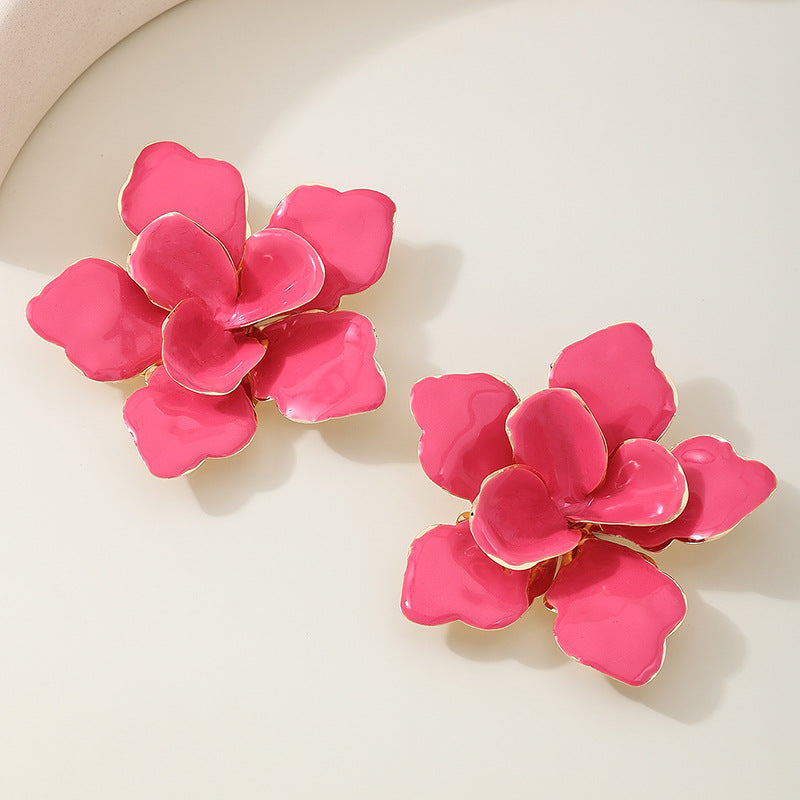 Planderful Vienna Verve Earrings – Exaggerated Multi-Layer Flower Design