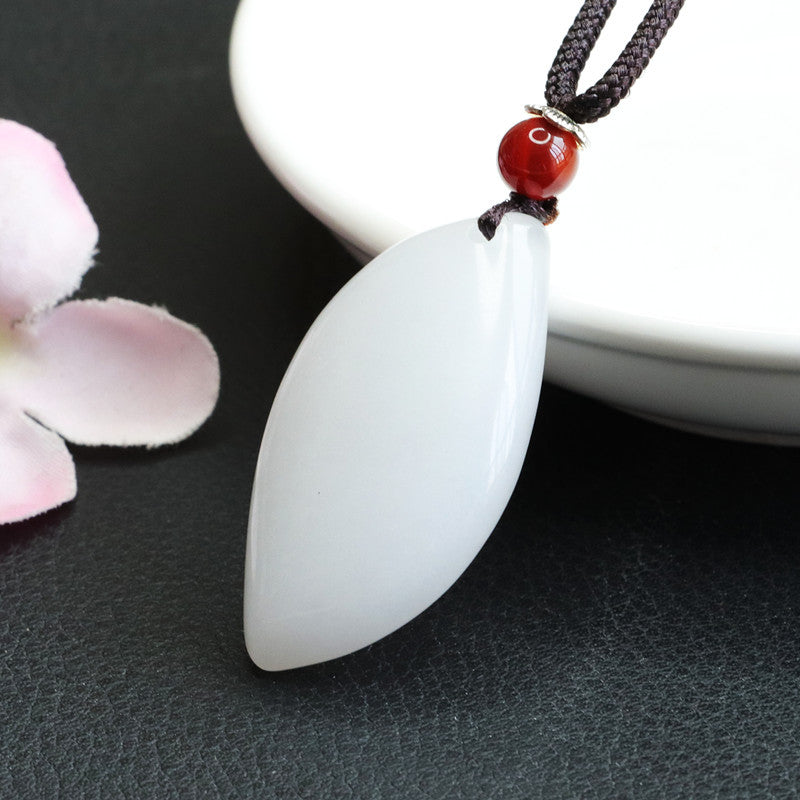 Golden Silk Jade Teardrop Pendant