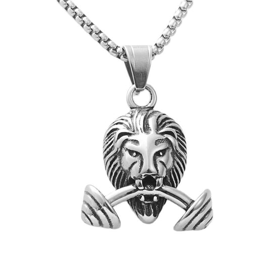 Titanium Steel Lion Pendant Necklace for Men - Retro Punk Style by Planderful