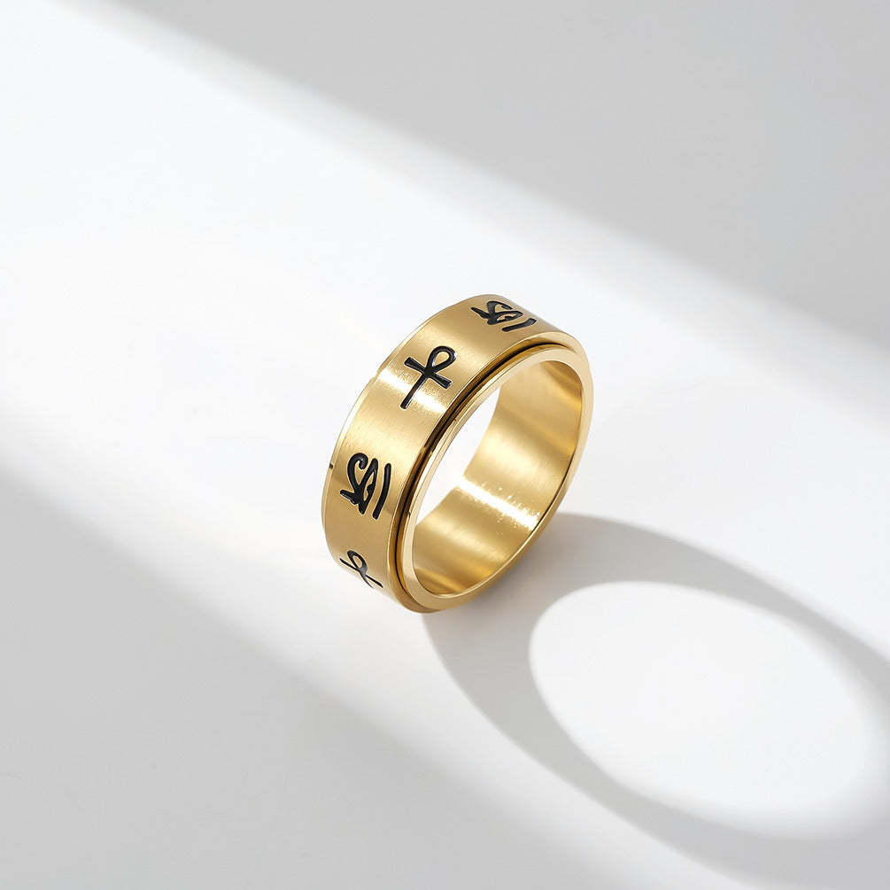 Planderful Eye Of Horus Ankh Cross Ring Stainless Steel Personalized Size 7 to 12 For Him
