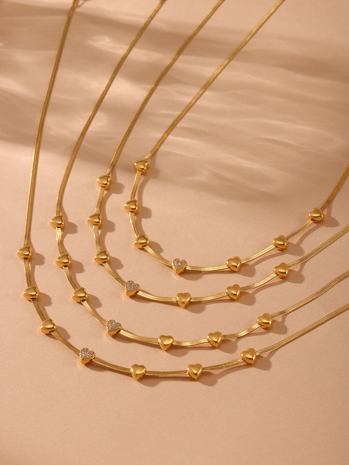 Planderful Zircon Clavicle Necklace For Her 18K Gold Layered