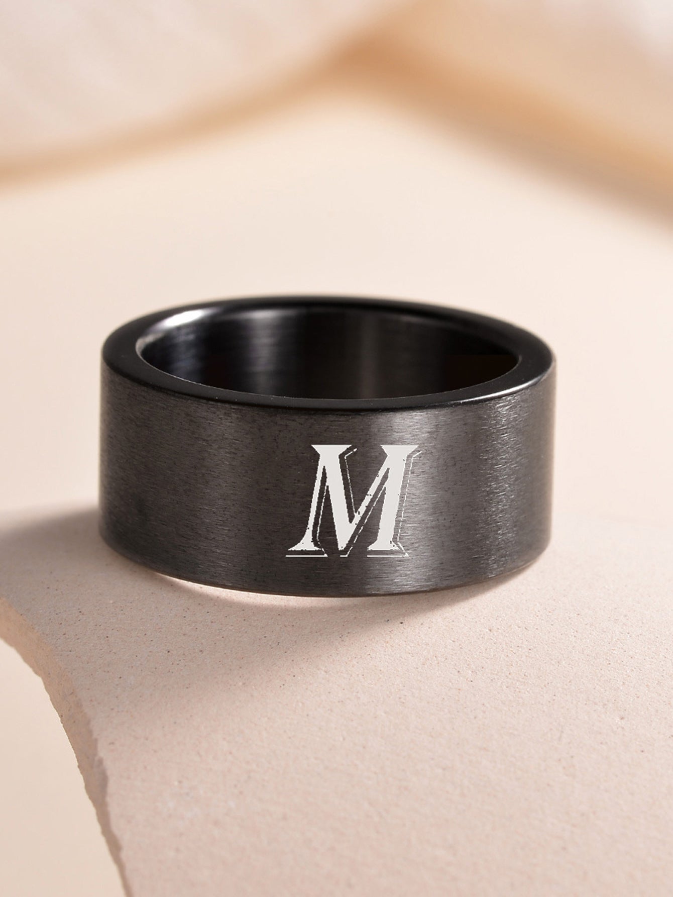 Planderful Everyday Genie Fade Resistant Stainless Steel Letter Ring For Men And Women