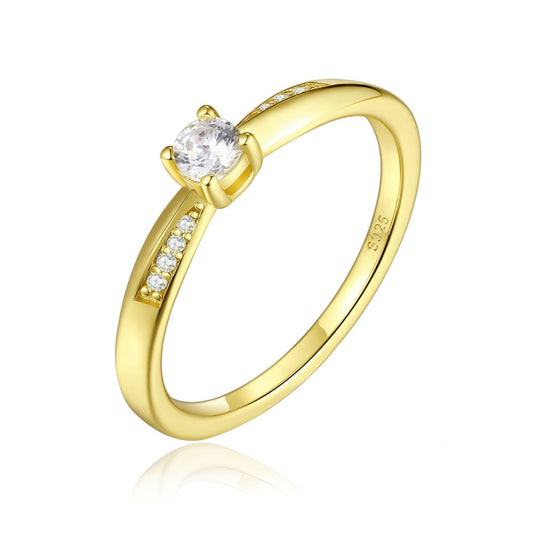 Planderful Zircon Ring For Women Gold Plated Sterling Silver Light Luxury Jewelry Wedding Style