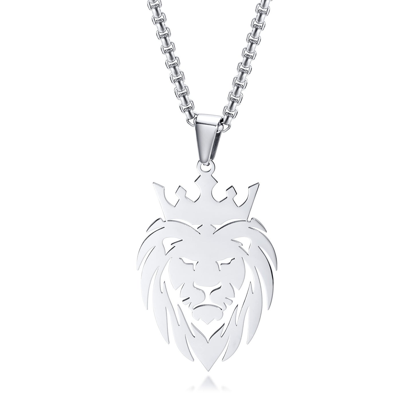 Men's Stainless Steel Lion Head Pendant Steel Necklace