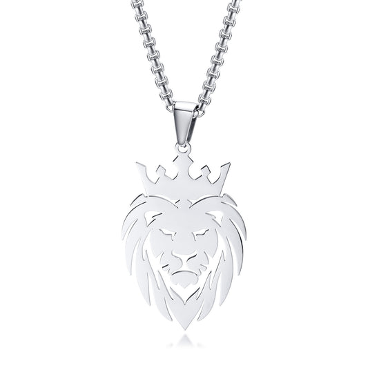 Men's Stainless Steel Lion Head Pendant Steel Necklace