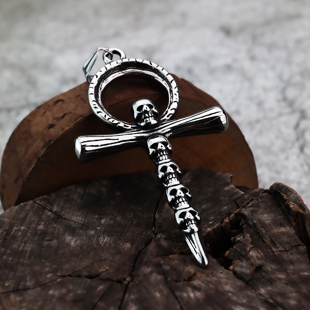 Vintage Skull Cross Stainless Steel Men's Pendant Necklace