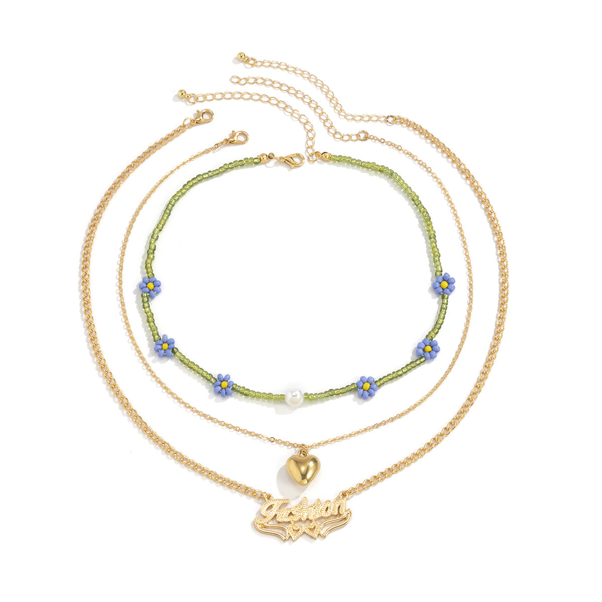 Planderful Vienna Verve Layered Letter Daisy Necklace With Imitation Pearls For Women Elegant Statement
