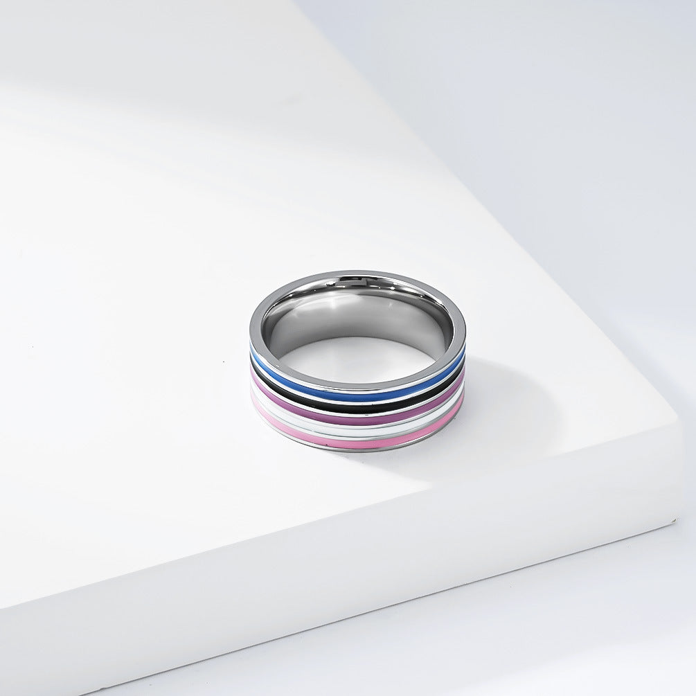 Steel Ring - Statement Rainbow Flag Ring