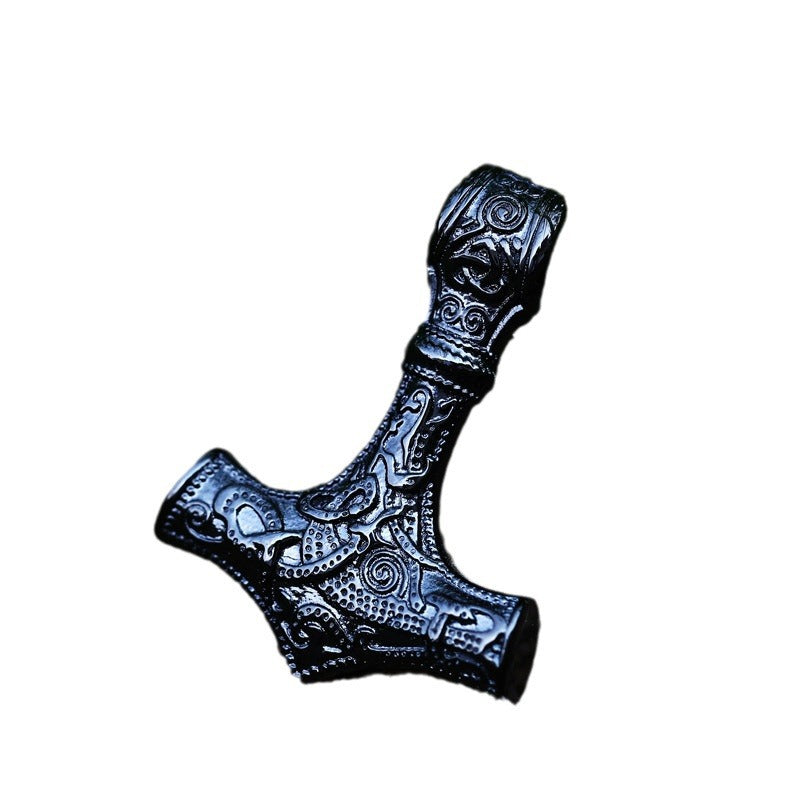 Titanium Steel Viking Rune Pendant with Celtic Knot Design, Retro Electric Black Jewelry for Men