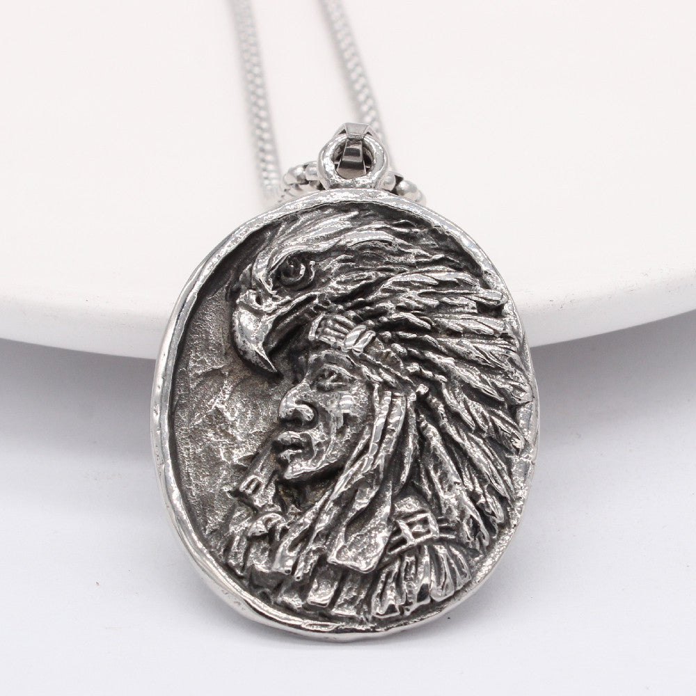Eagle Chief Titanium Steel Pendant Necklace