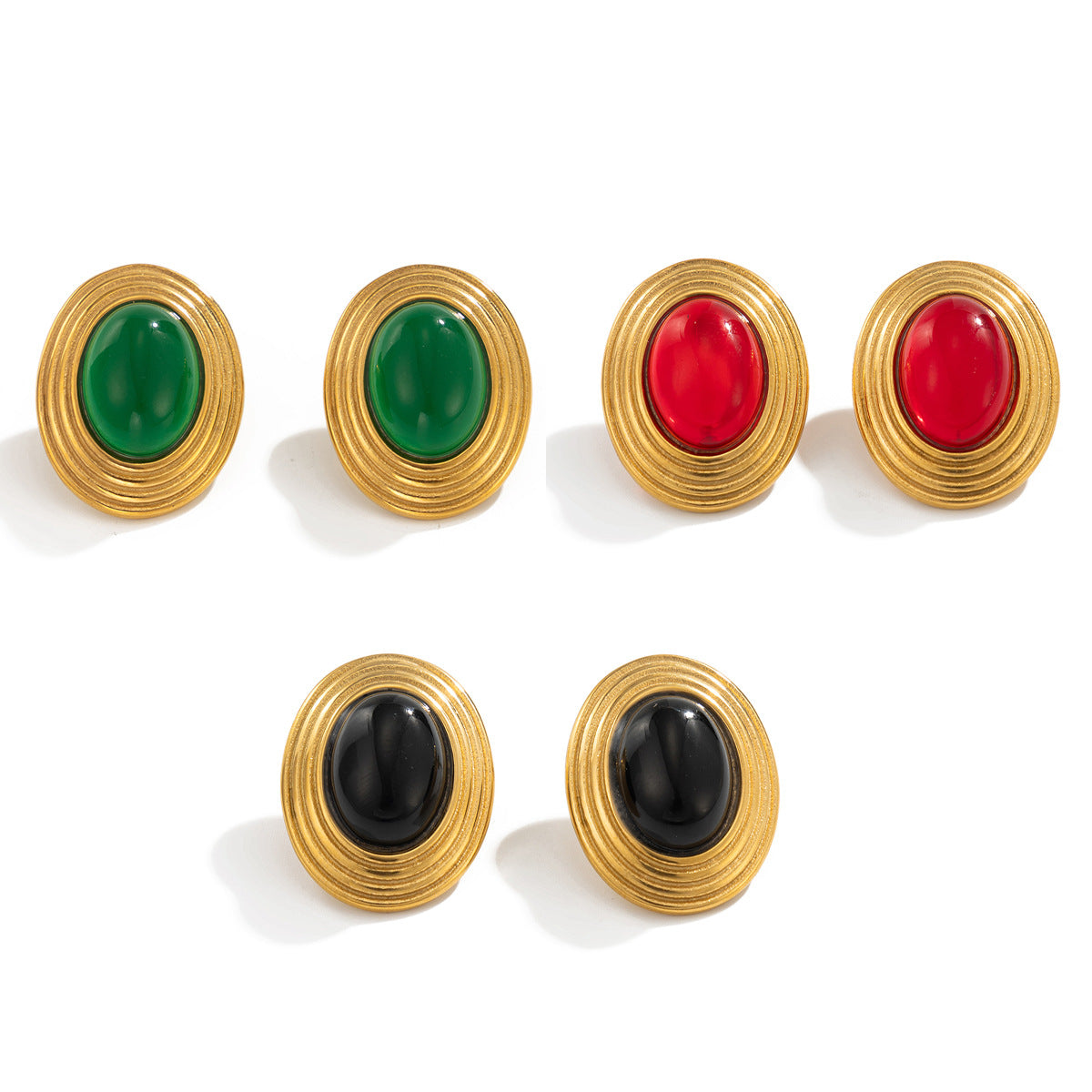 Planderful Earrings For Women Color Stone Oval Geometric