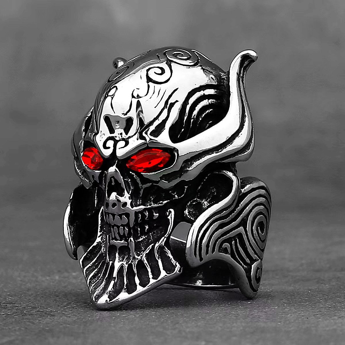 Planderful Mens Skull Ring Stainless Steel Retro Domineering Punk Hollow Skull Design Statement