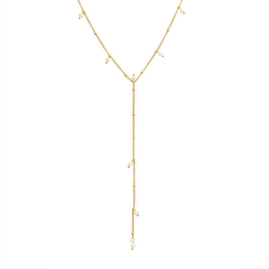 European and American Y-Shaped Tassel Necklace with 18k Gold Plating