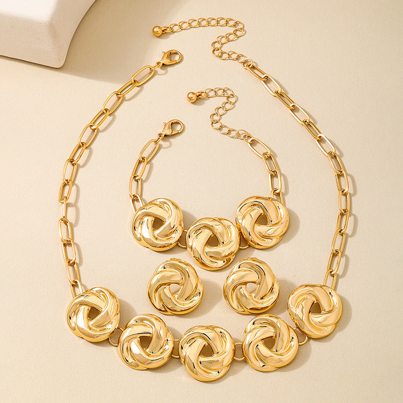 Planderful Vienna Verve Gold Spiral Jewelry Set for Women