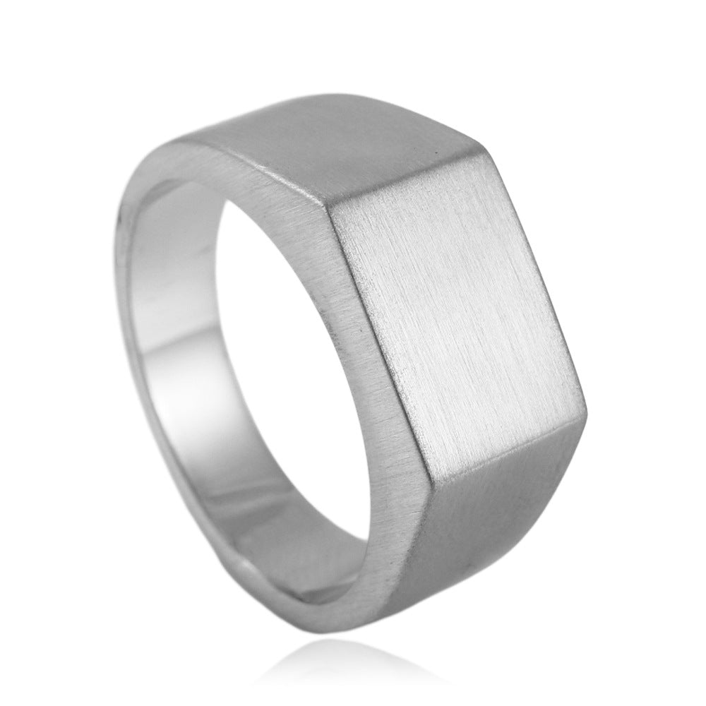 Retro Multi-Color Titanium Steel Rectangular Ring for Men - European and American Style