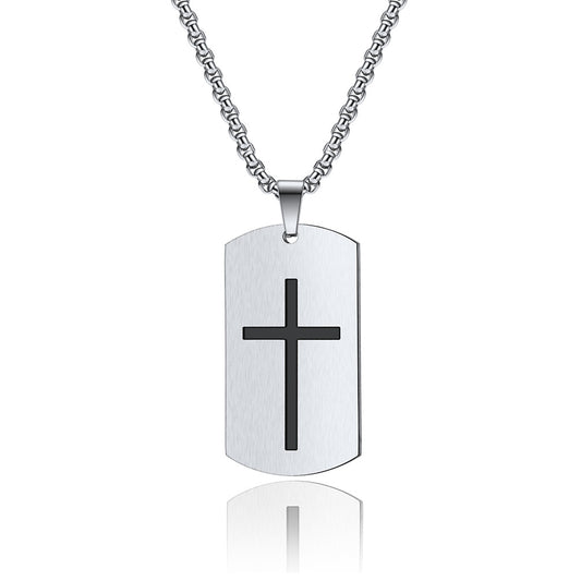Elegant Stainless Steel Crusader Necklace for Discerning Men