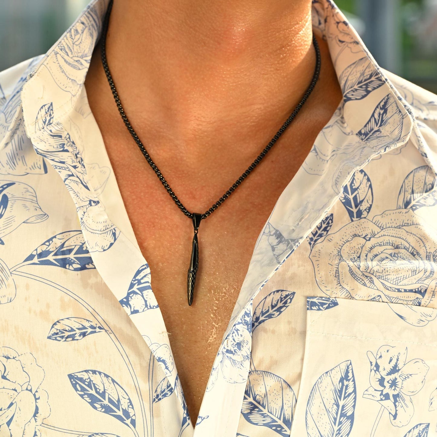 Planderful Black Stainless Steel Hammer Strip Pendant For Men