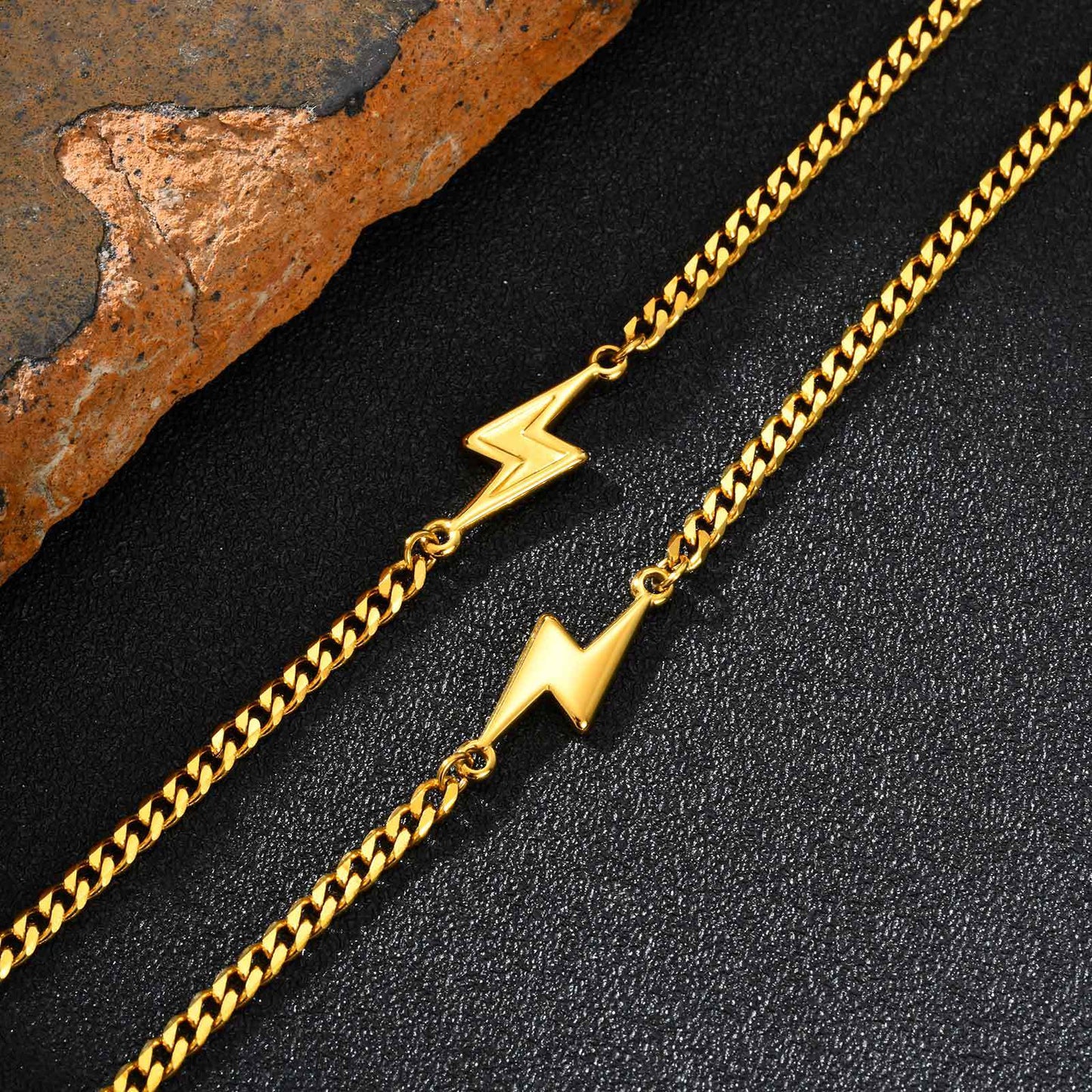 Planderful Stainless Steel Lightning Bracelet For Men Custom