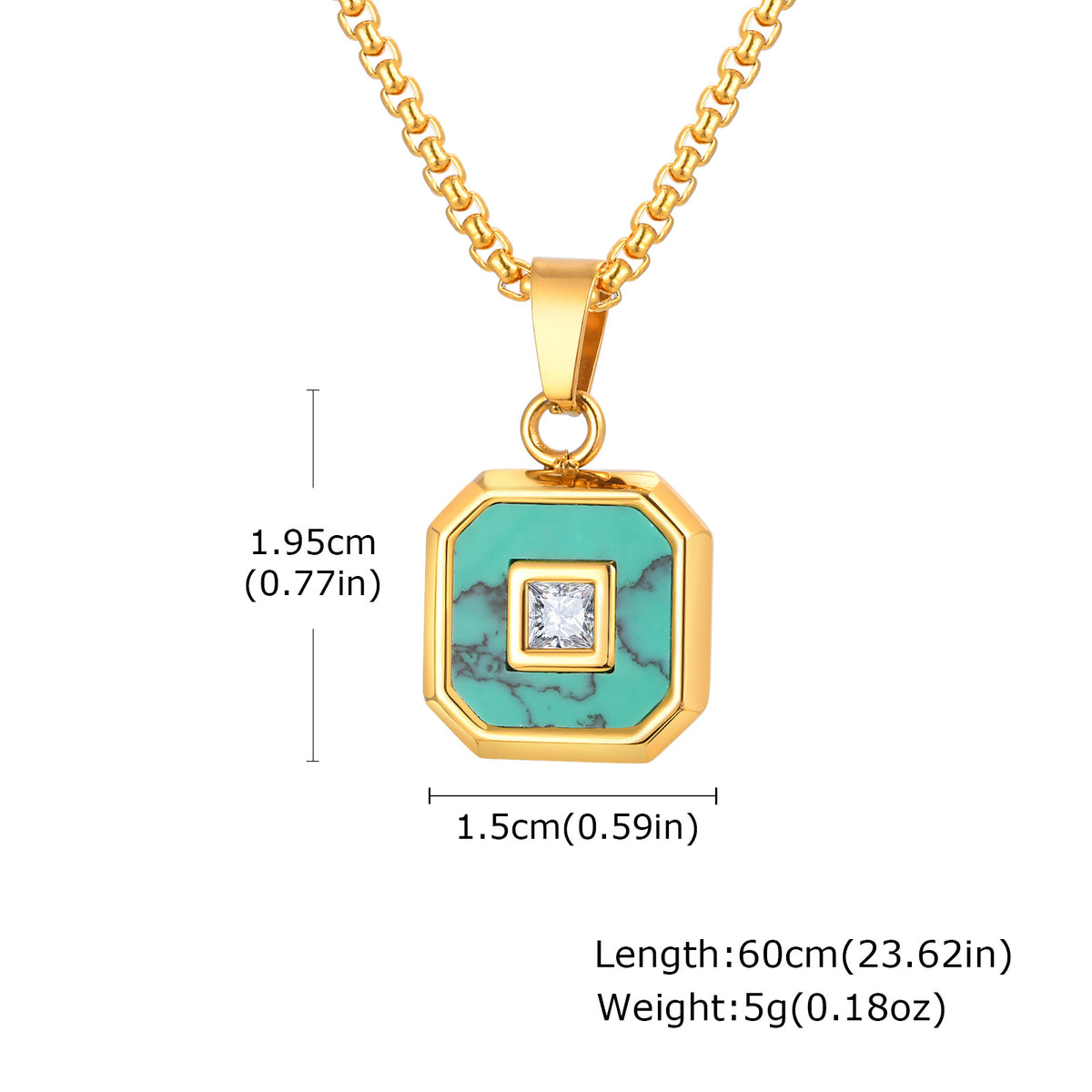 Lapis Lazuli Zircon Stainless Steel Necklace for Men