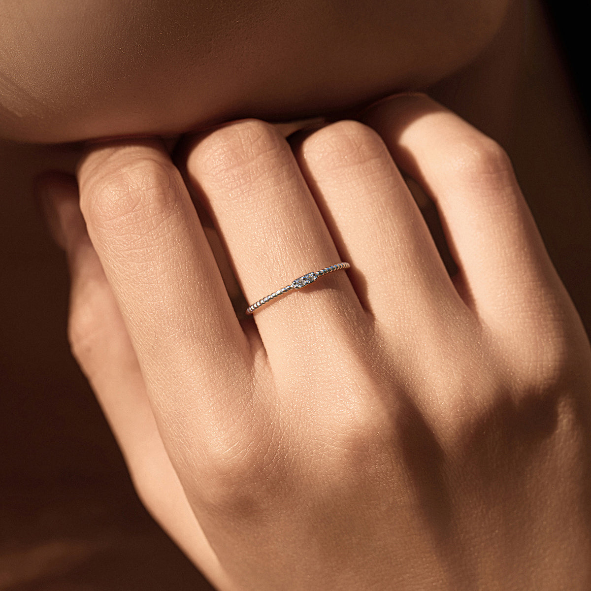 S925 Sterling Silver Geometric Twist Moissanite Band