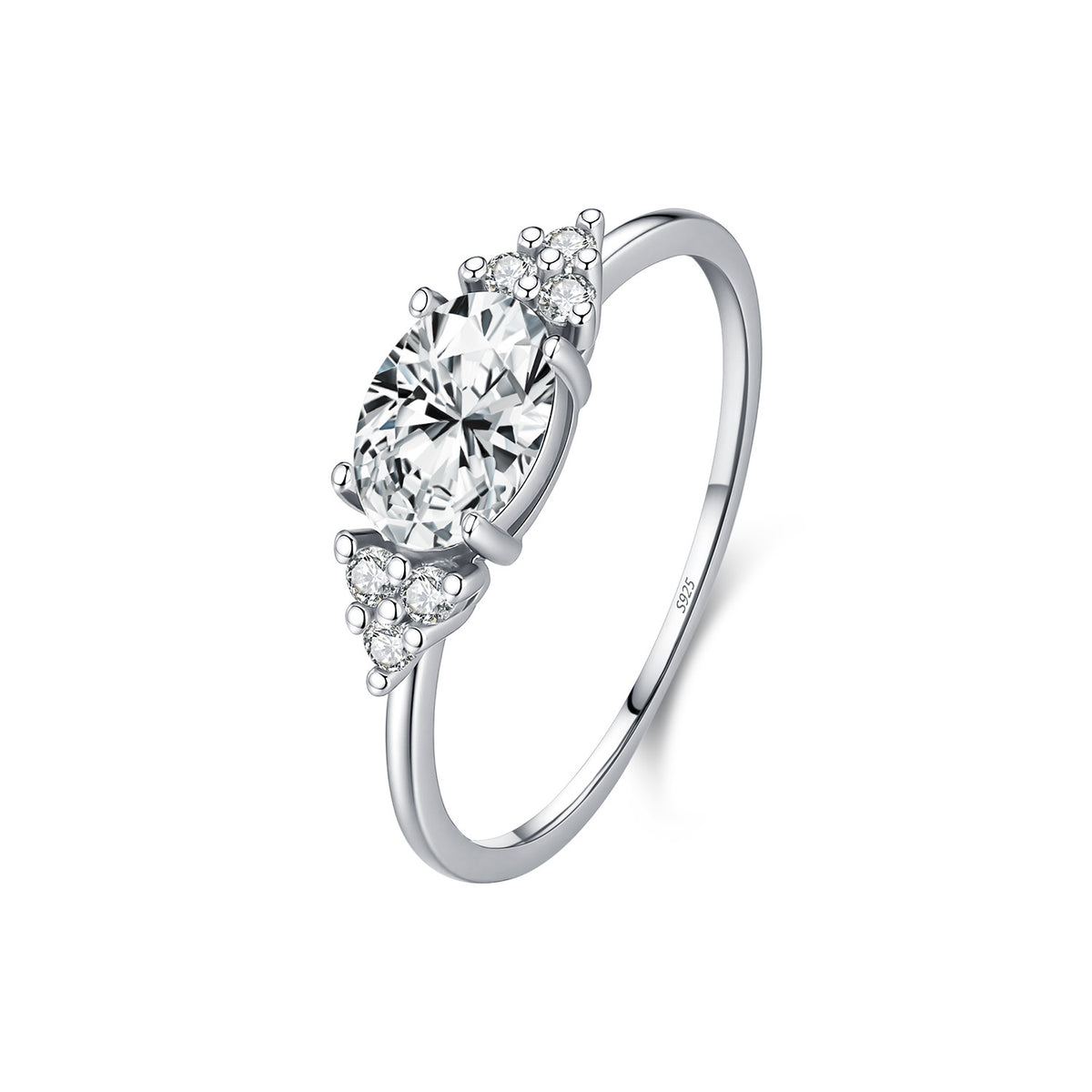 S925 Sterling Silver Brilliant Moissanite Solitaire Ring