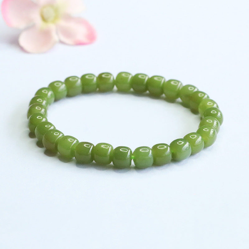 Qingshui Hetian Jade Vintage Bead Bracelet
