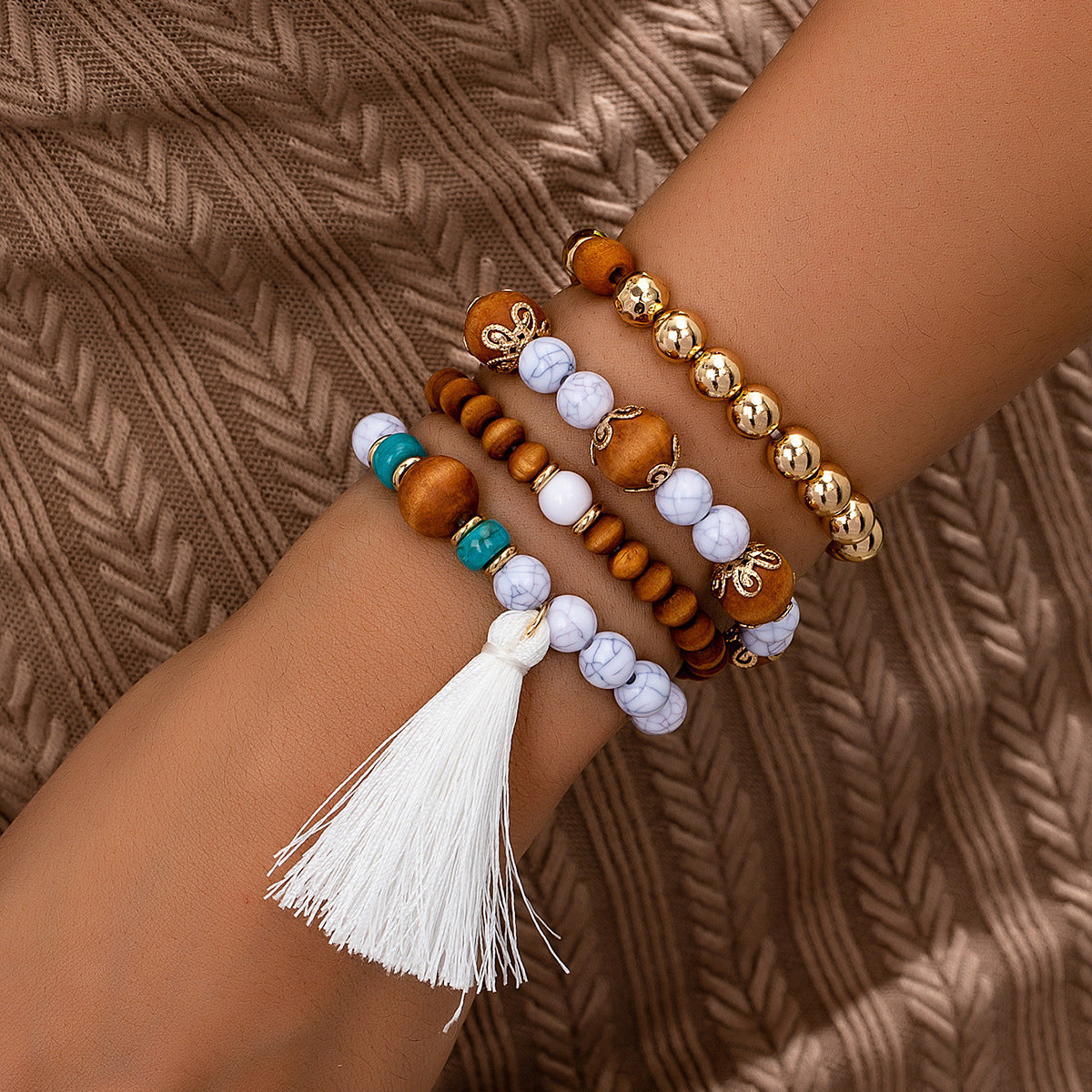 Planderful Vienna Verve Bracelets – Multi-Layer Wooden Beaded Design