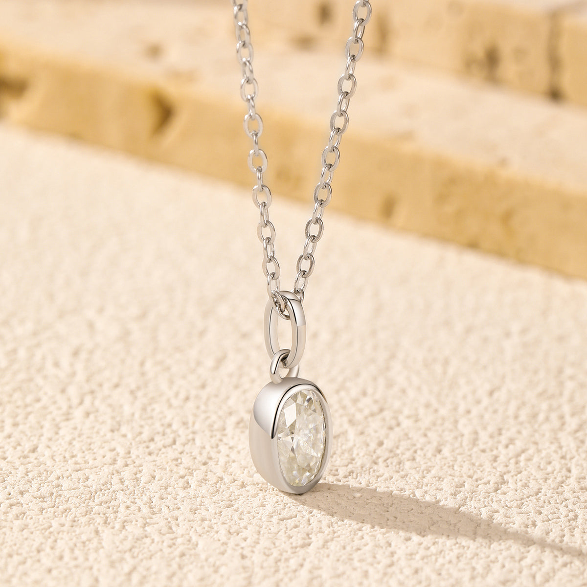 925 Sterling Silver 1 ct Moissanite Pendant Necklace