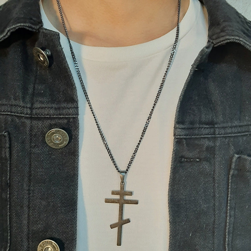 Retro Stainless Steel Cross Pendant Titanium Steel Necklace