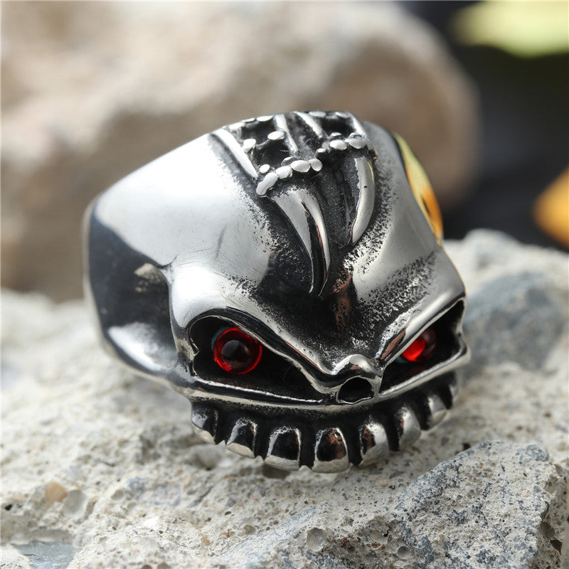 Titanium Steel Skull Ring for Men - Retro Punk Pirate Design in European and American Style