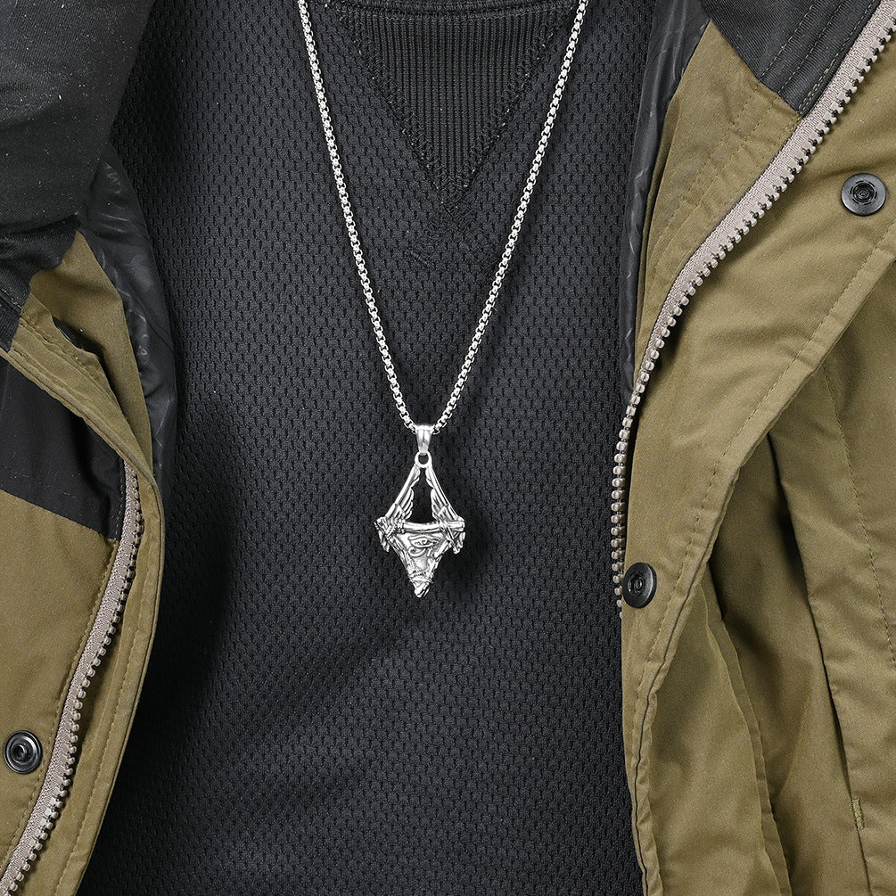 Vintage Egyptian Eye of Horus Wings Necklace for Men
