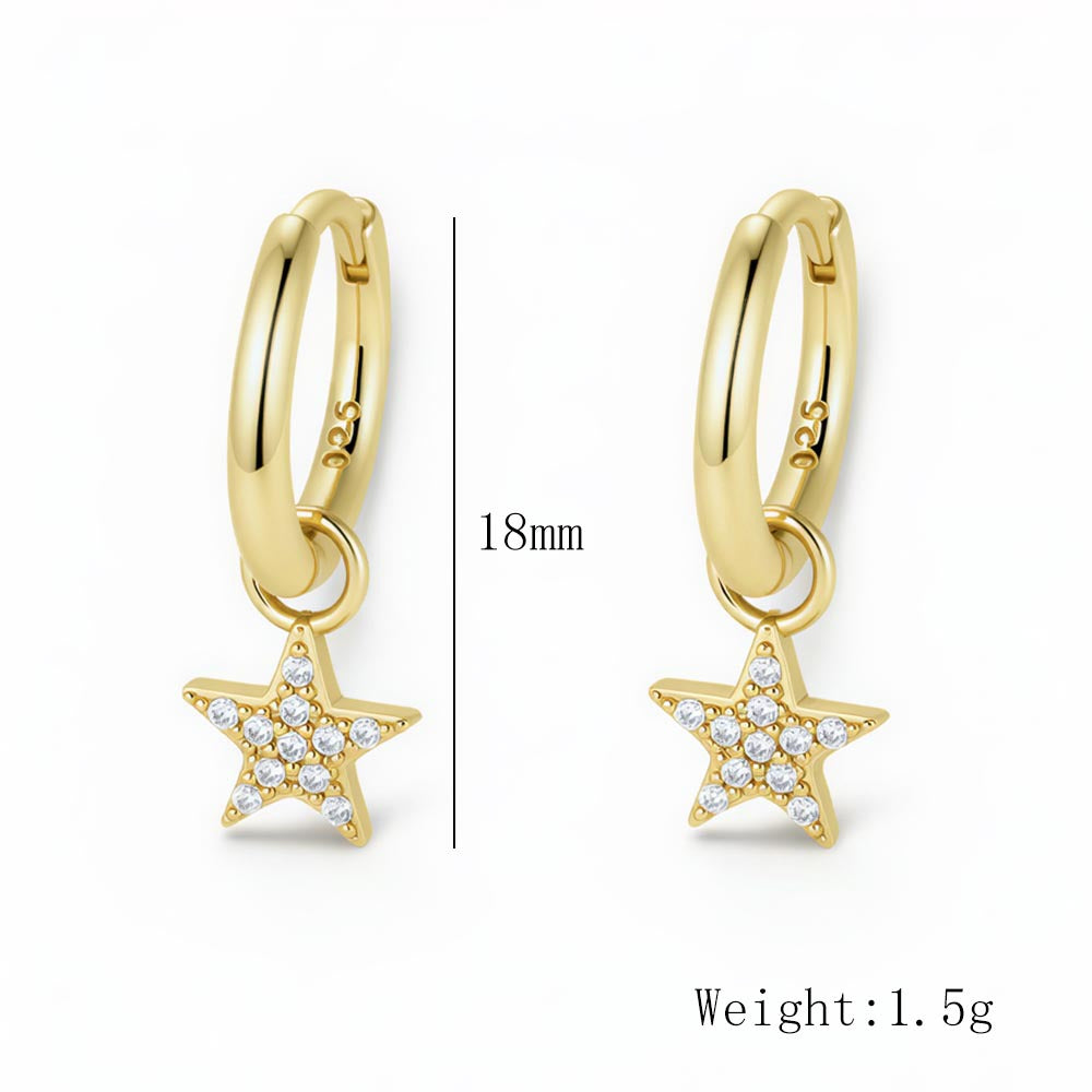 S925 Sterling Silver Pentagram Earrings Short Earrings