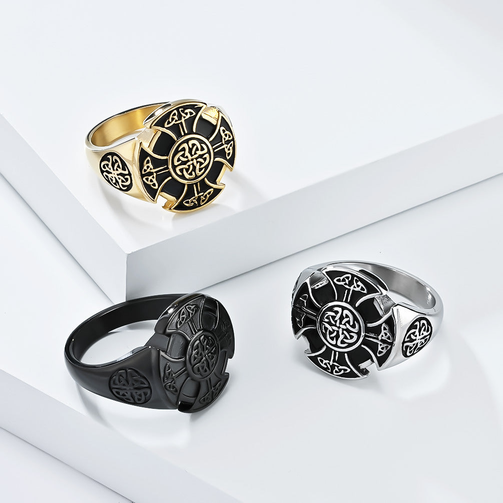 Nordic Viking Eternal Triangular Knot Titanium Steel Ring