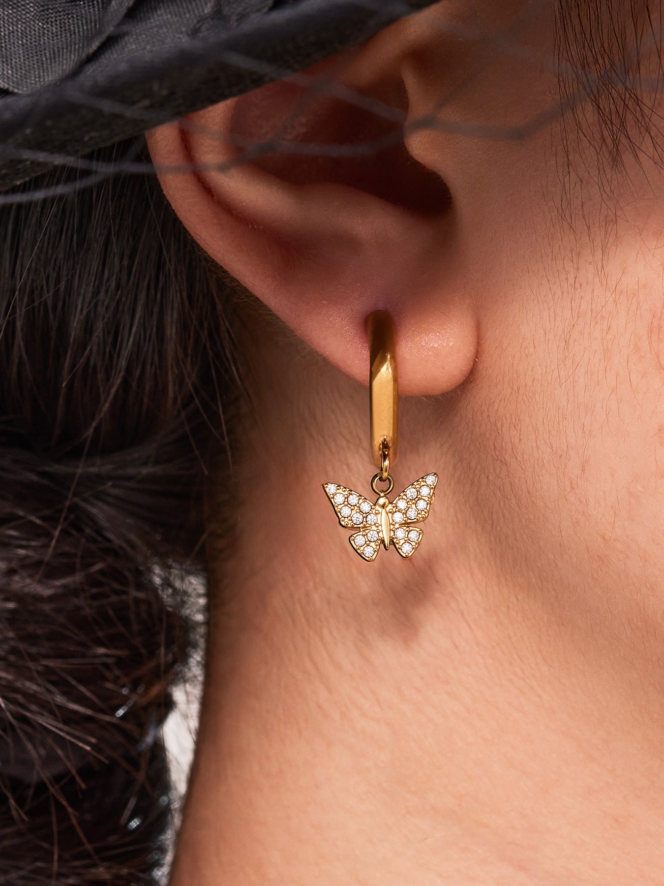 Planderful Zircon Earrings Butterfly Pendant For Fairy Fans