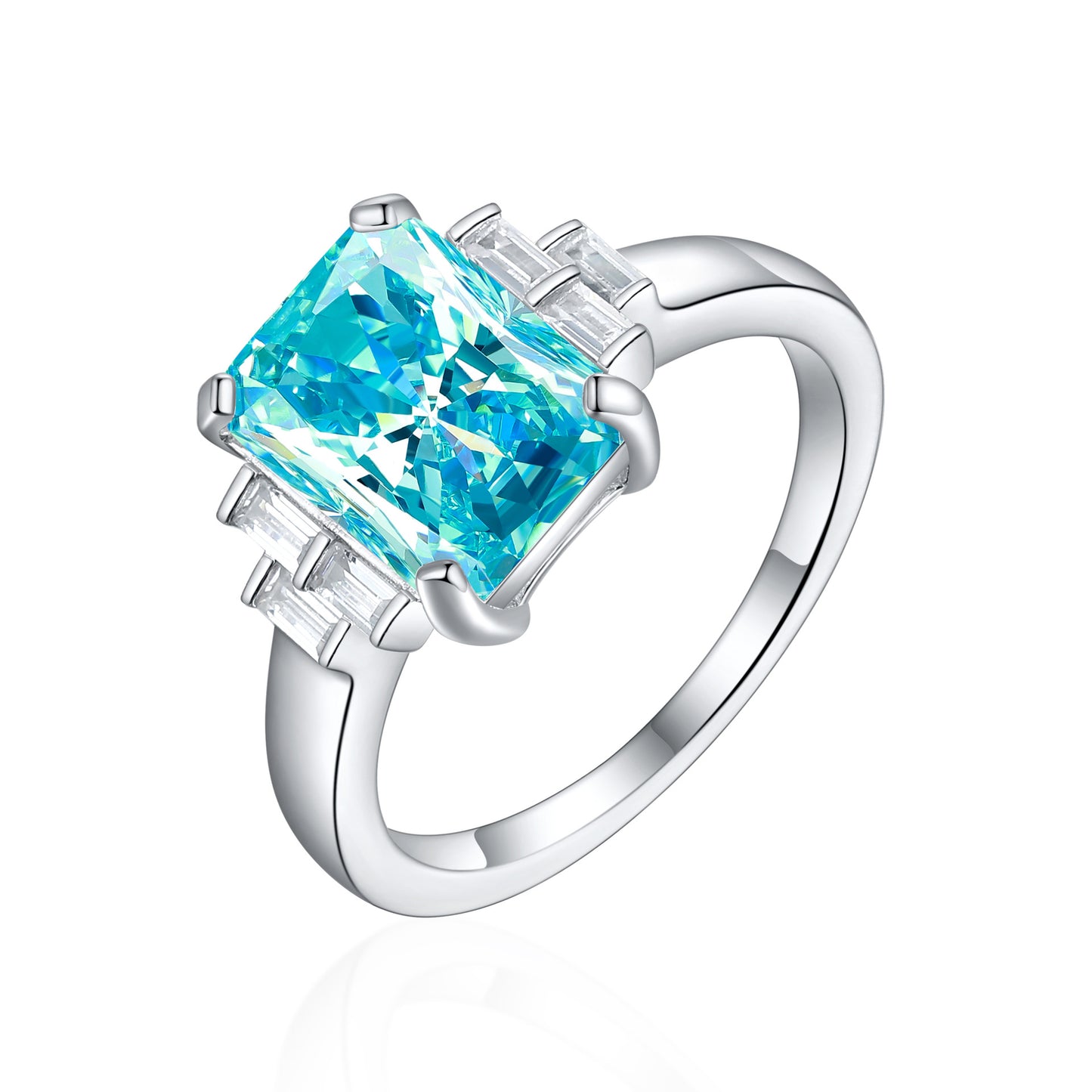 High-End 925 Sterling Silver Flame Ice Flower Cut Zircon Ring