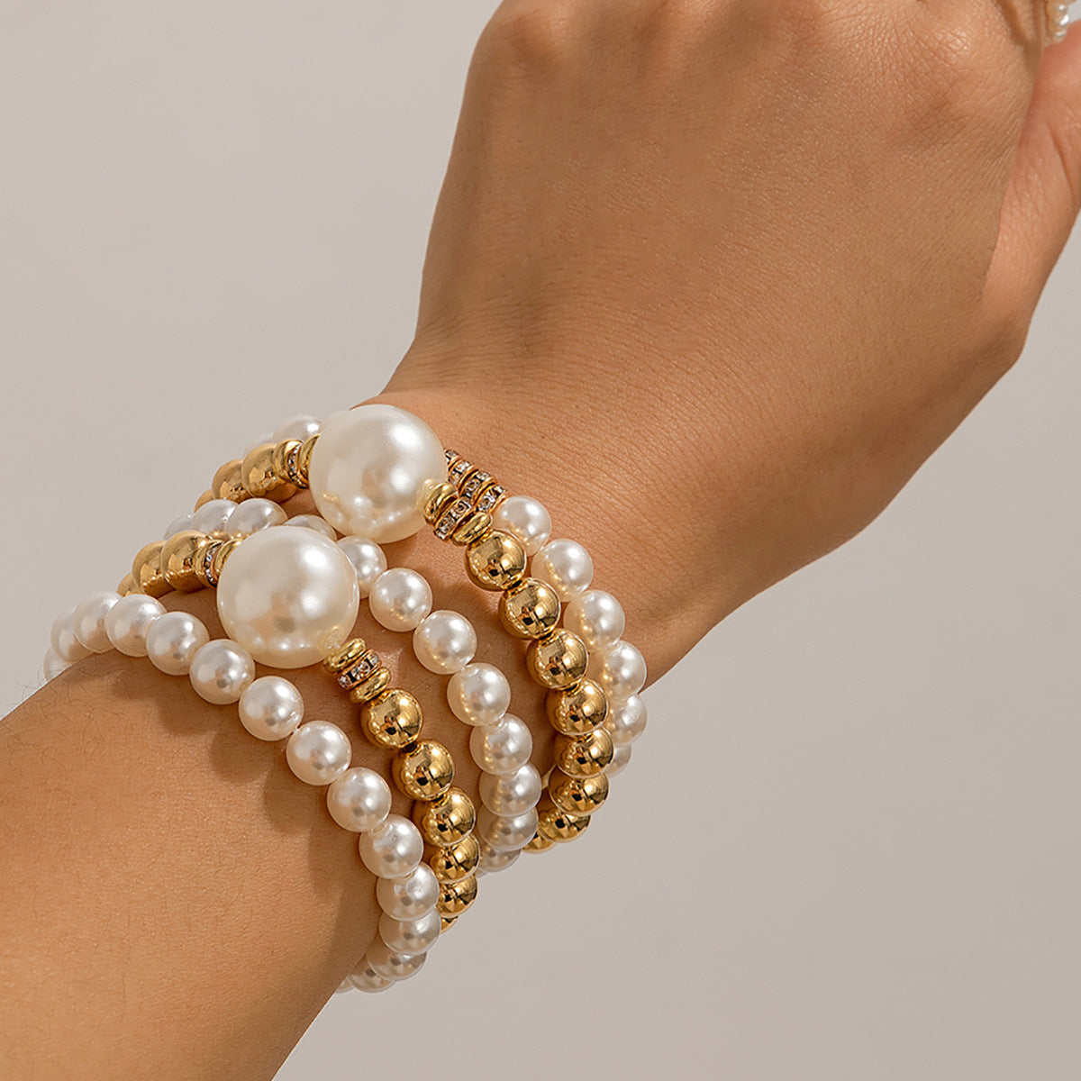 Planderful Imitation Pearl Stackable Bracelet Set Vienna Verve Beaded Statement Jewelry for Women