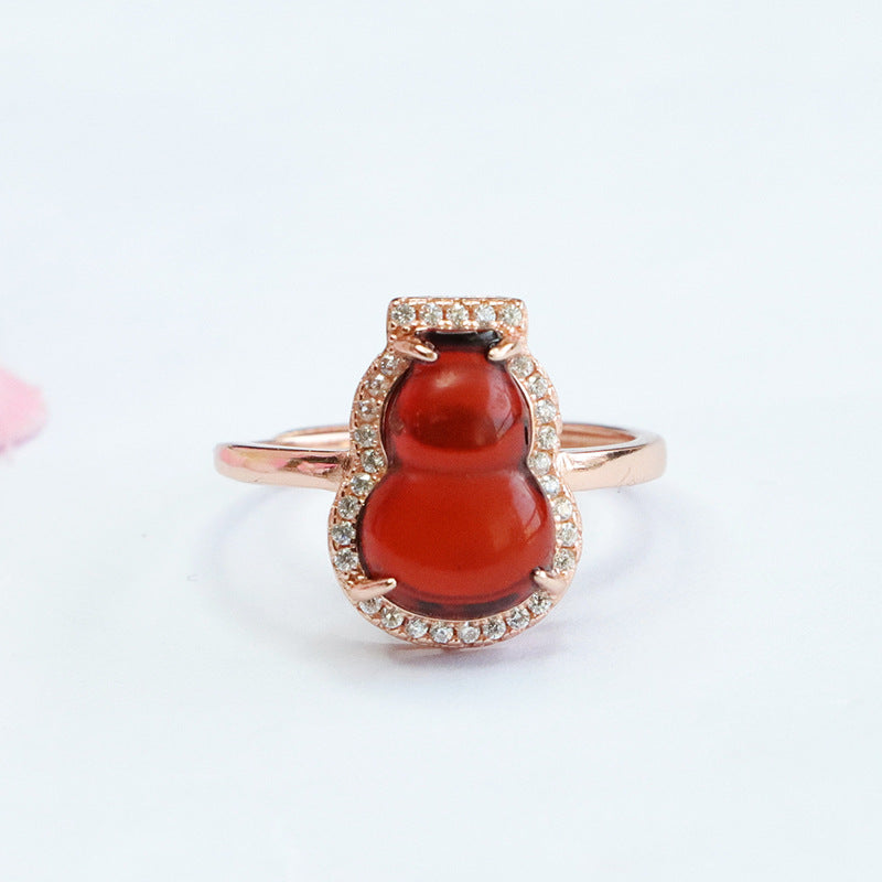 Amber Gourd Zircon Halo Sterling Silver Ring