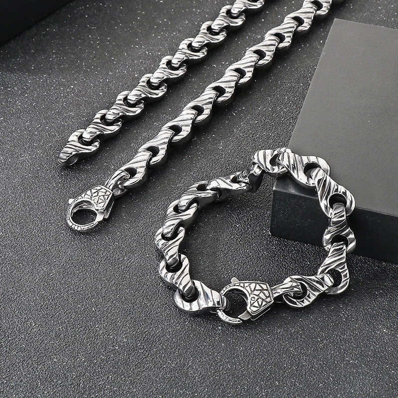 Stainless Steel Interlocking Handcuff Bracelet Punk Style
