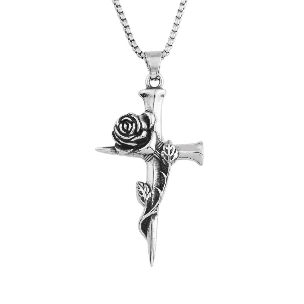Steel Necklace – Vintage Cross Pendant