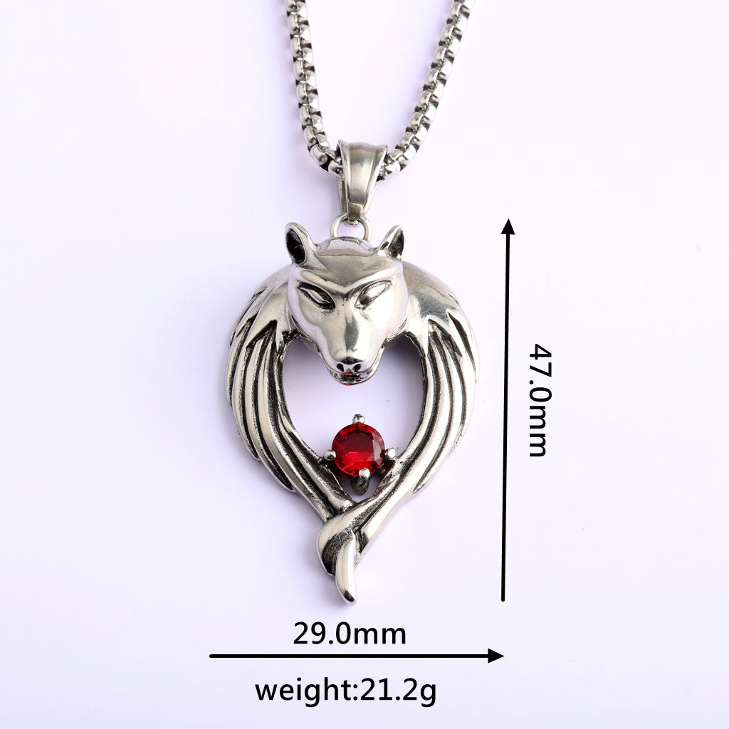 Punk Wolf Stainless Steel Men's Pendant Necklace