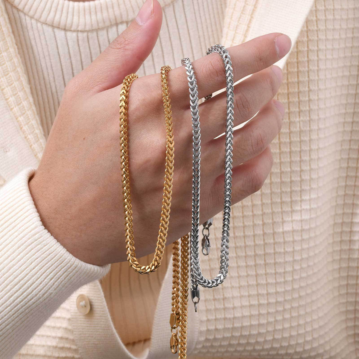 Stainless Steel Six-Sided Grinding Steel Necklace – Gold Unisex Unisex