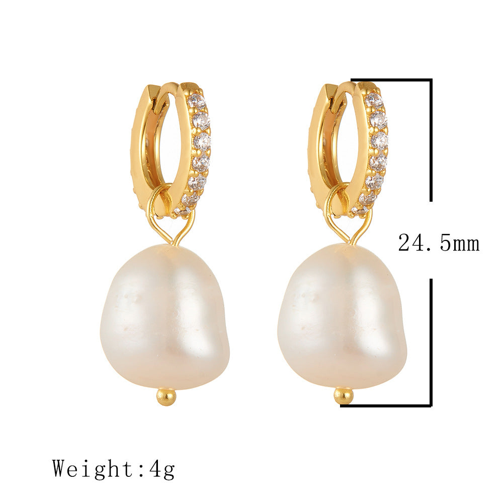 S925 Sterling Silver Freshwater Pearl Earrings Irregular Baroque Natural Pearl Ear Jewelry